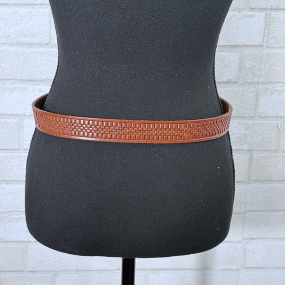 Vintage El Campero Womens Leather Basketweave Belt M Italy Tooled Western Rustic main image 6